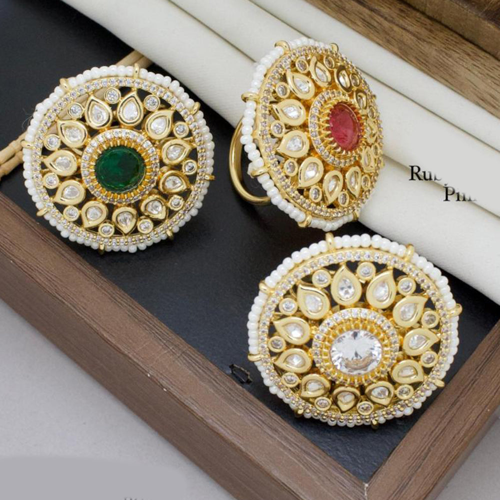 Manisha Jewellery Gold Plated Polki Kundan Ring