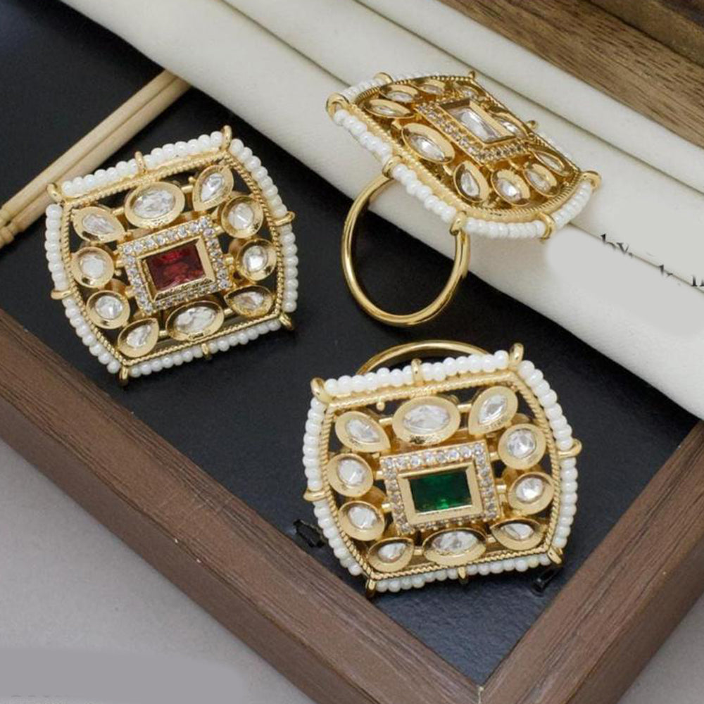 Manisha Jewellery Gold Plated Polki Kundan Ring