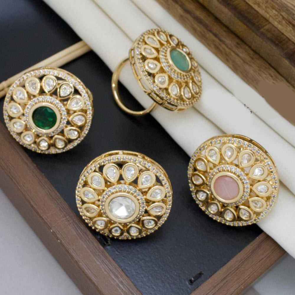 Manisha Jewellery Gold Plated Polki Kundan Ring