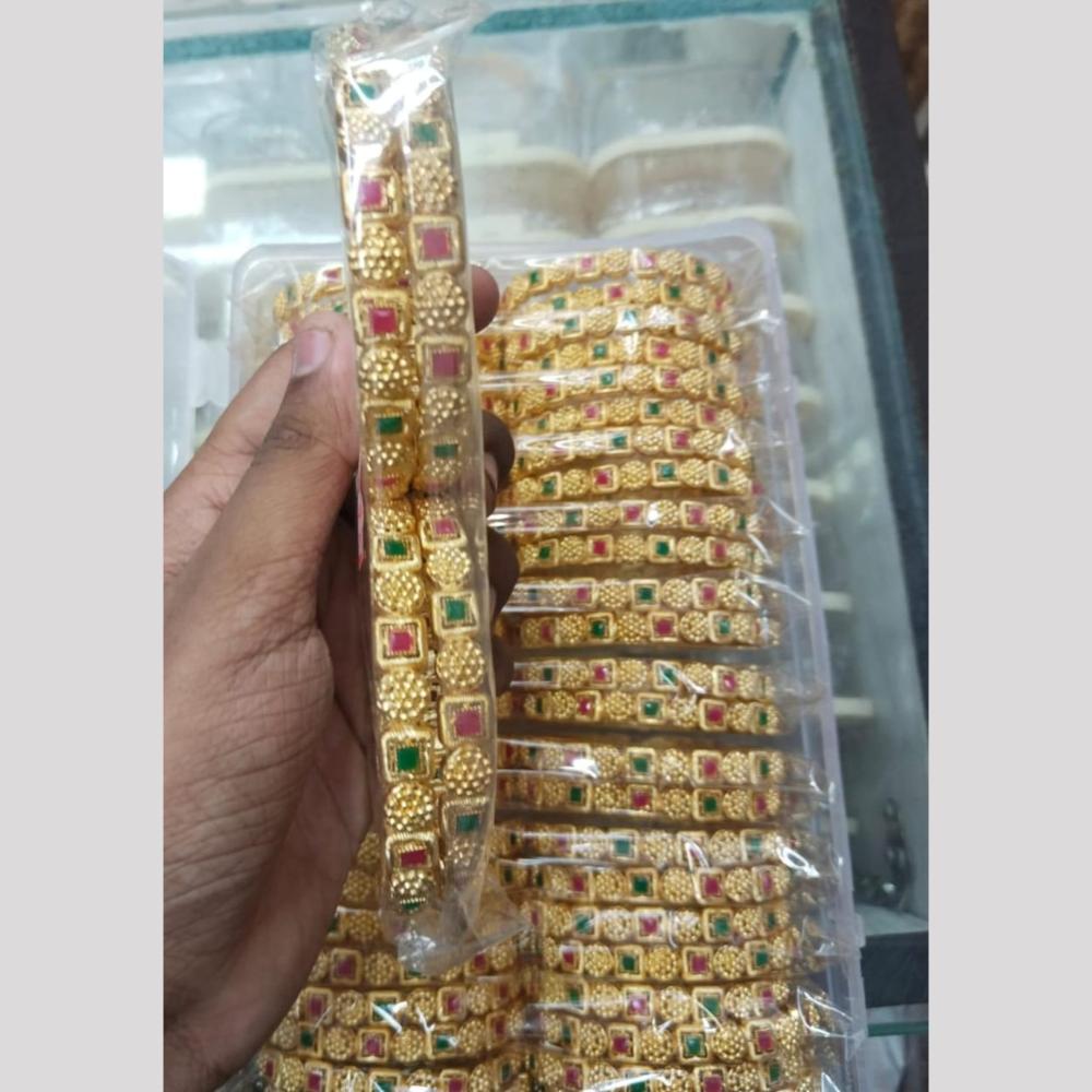 Manisha Jewellery Gold Plated Pota Stone Bangles Set