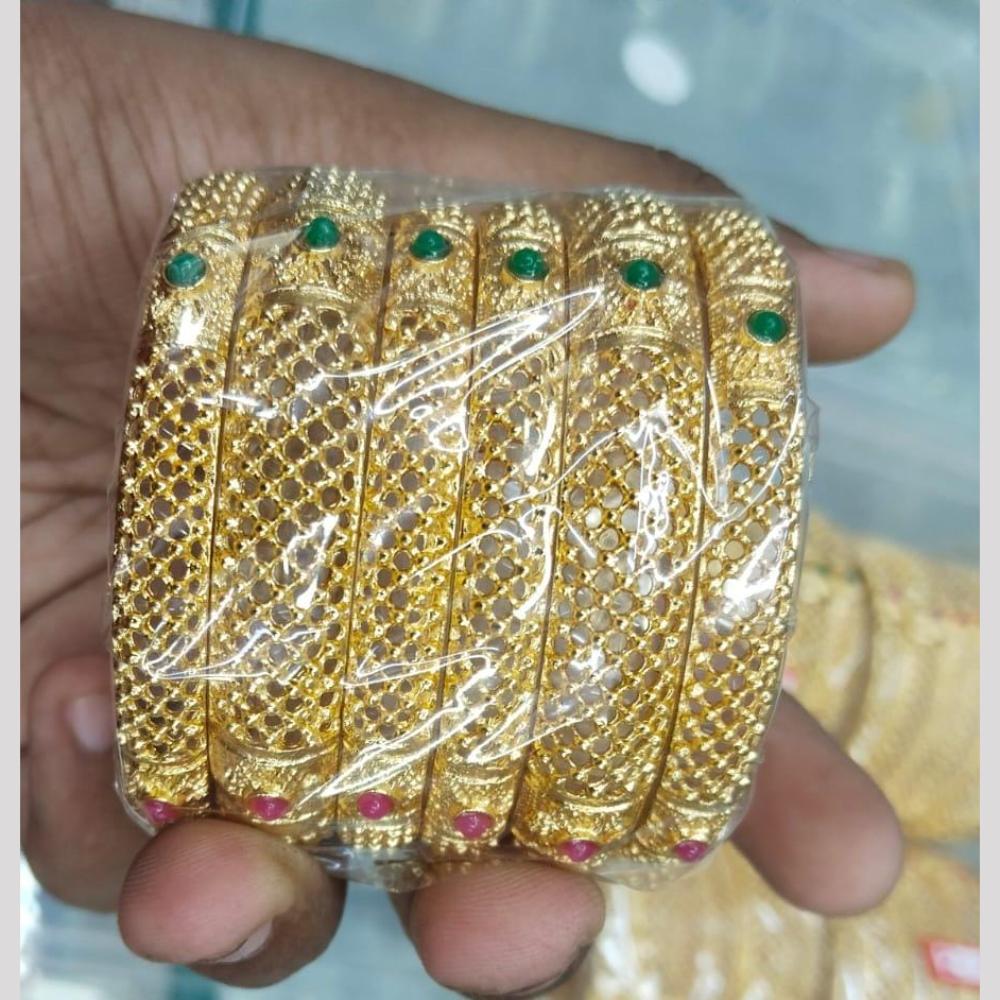 Manisha Jewellery Gold Plated Pota Stone Bangles Set