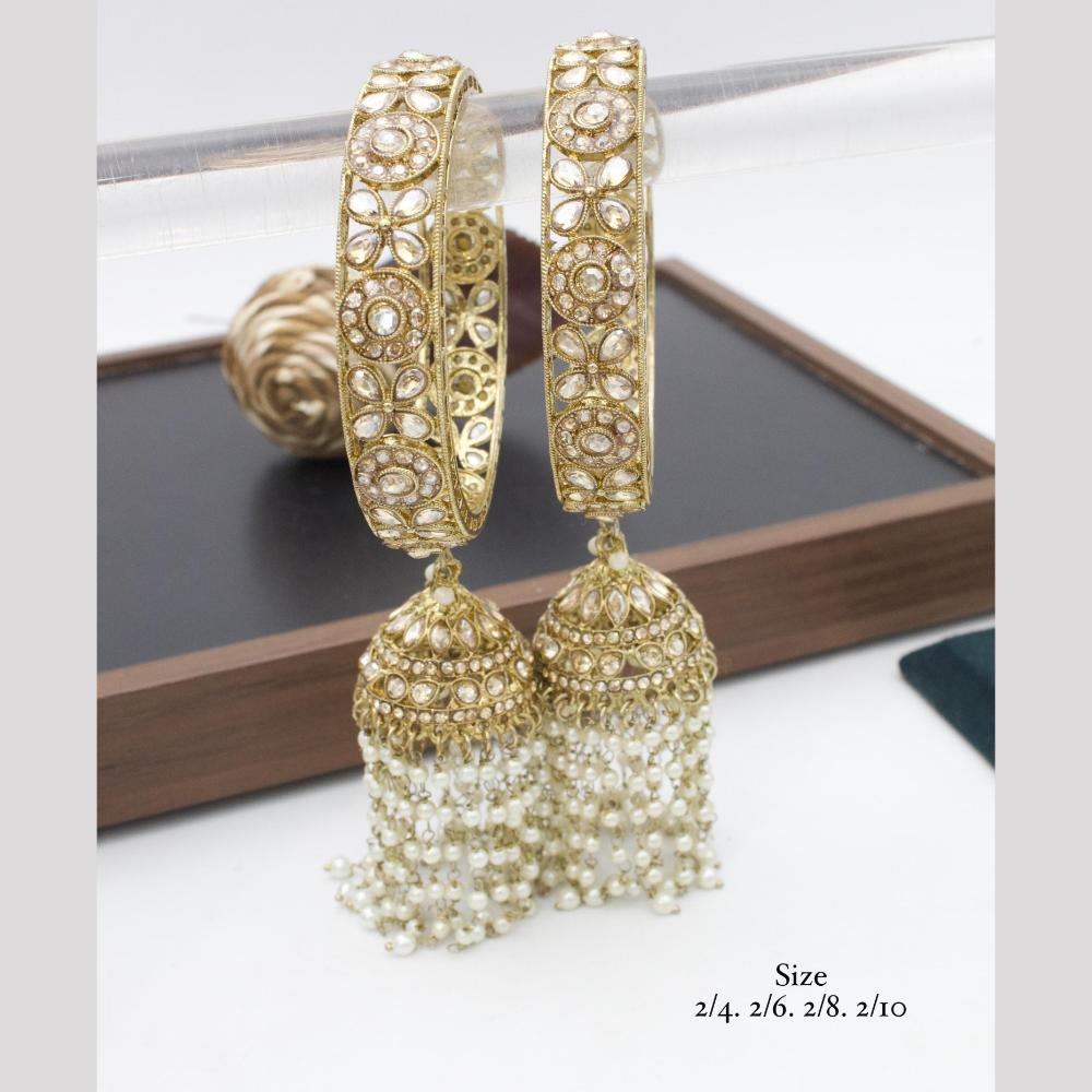 Manisha Jewellery Gold Plated Crystal And Austrian Bangles Set