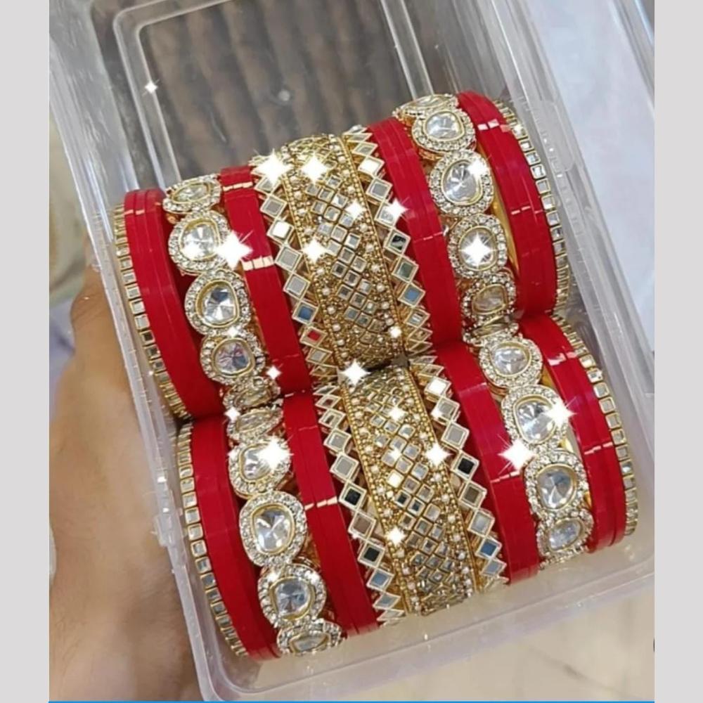 Manisha Jewellery Gold Plated Kundan Mirror Acrylic Bangles Set