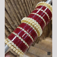Manisha Jewellery Gold Plated Kundan Stone And Pearl Acrylic Bangles Set