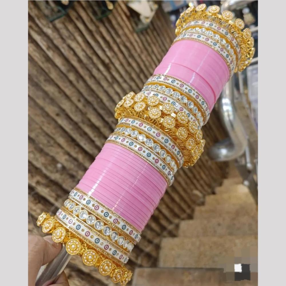Manisha Jewellery Gold Plated Kundan Stone Acrylic Bangles Set