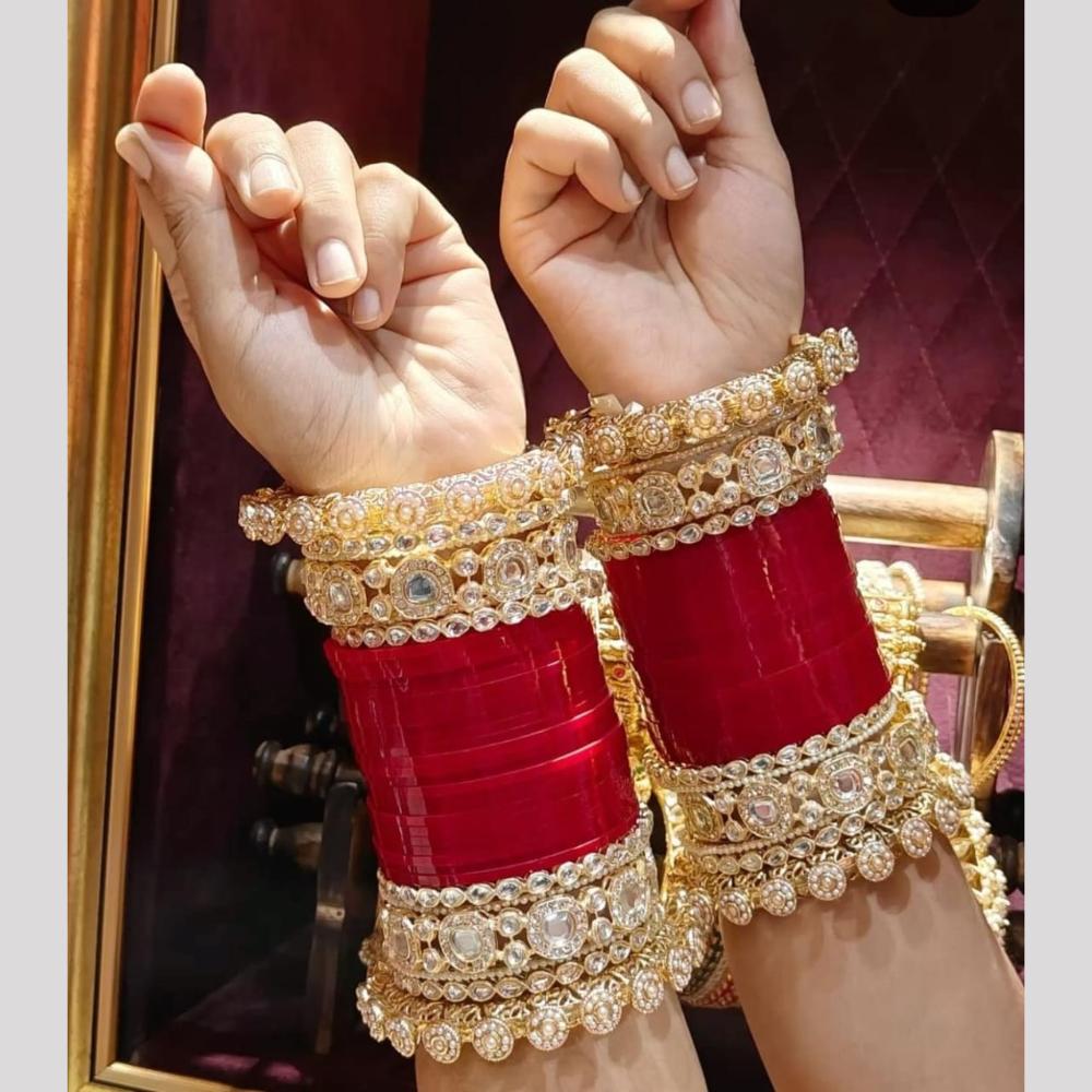 Manisha Jewellery Gold Plated Kundan Stone Acrylic Bangles Set