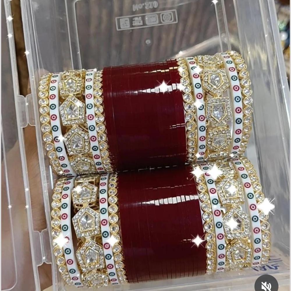 Manisha Jewellery Gold Plated Kundan Stone Acrylic Bangles Set