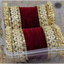 Manisha Jewellery Gold Plated Kundan Stone Velvet Bangles Set