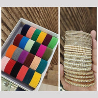 Manisha Jewellery Gold Plated Austrian Stone And Pearl Velvet Bangles Set