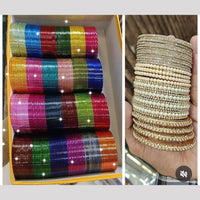 Manisha Jewellery Gold Plated Austrian Stone And Pearl Bangles Set