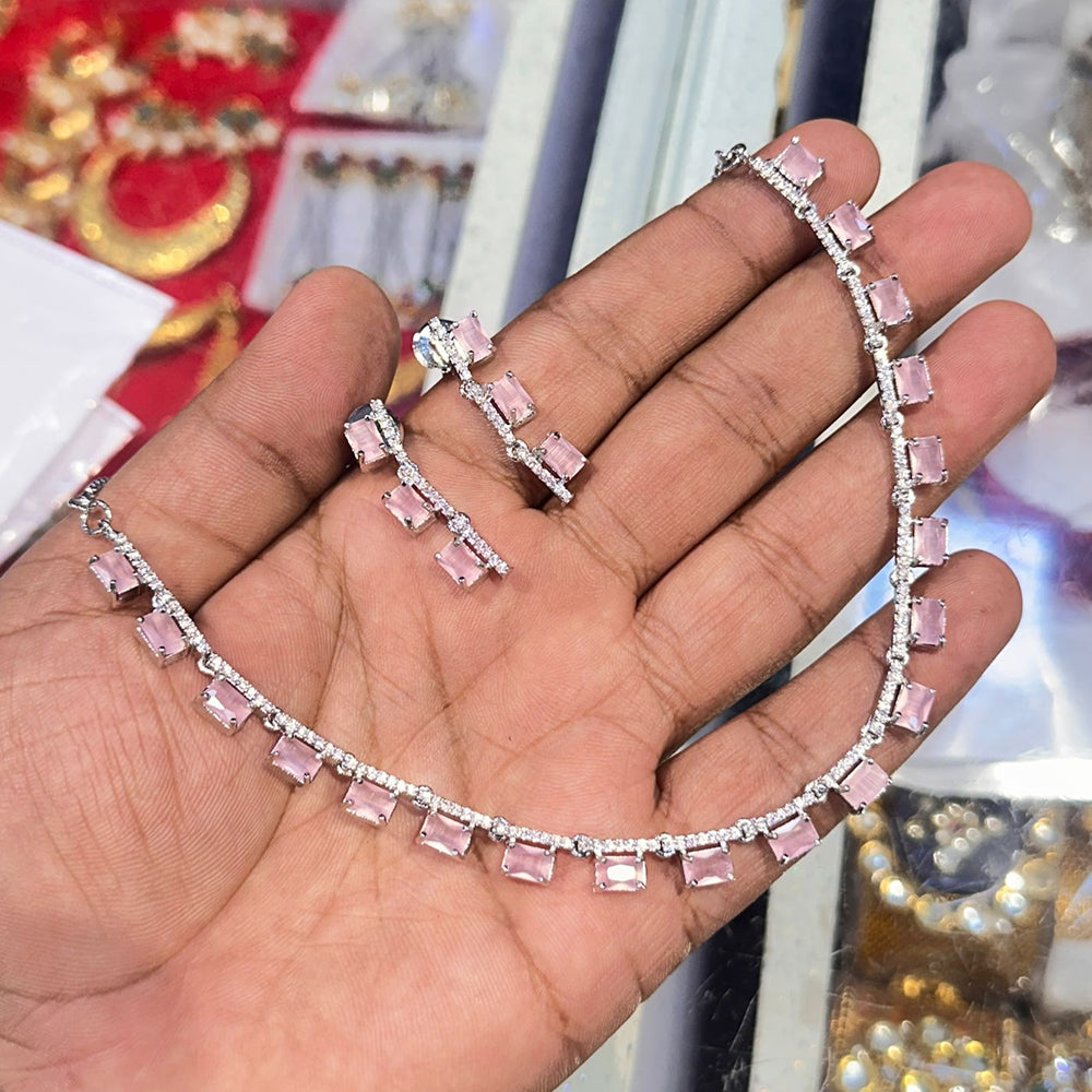 Manisha Jewellery Silver Plated American Diamond Necklace Set