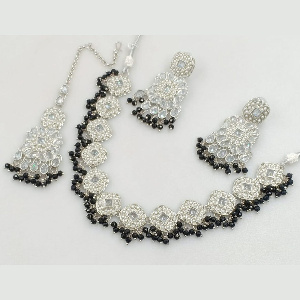 Manisha Jewellery Silver Plated Crystal Stone Beads And Pearl Necklace Set