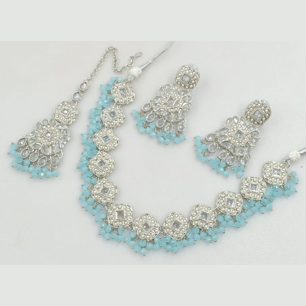 Manisha Jewellery Silver Plated Crystal Stone Beads And Pearl Necklace Set