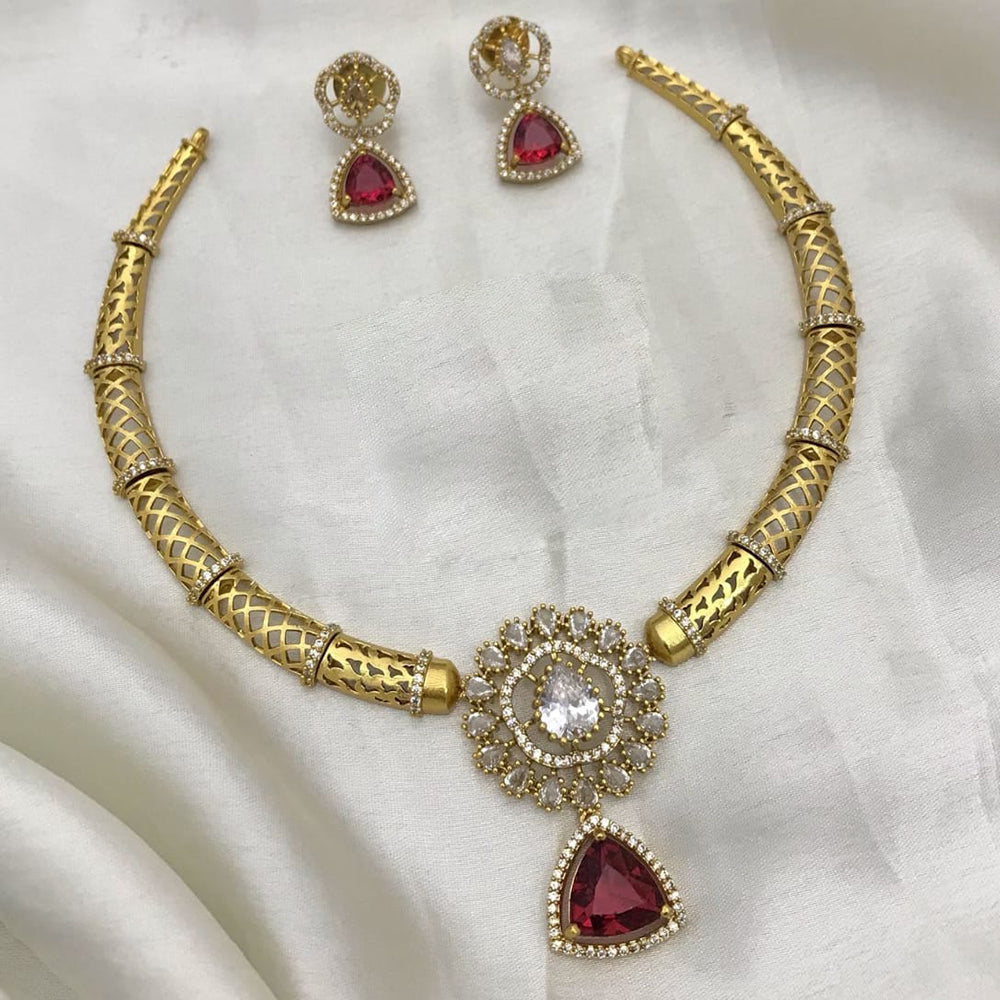 Manisha Jewellery Gold Plated American Diamond Necklace Set