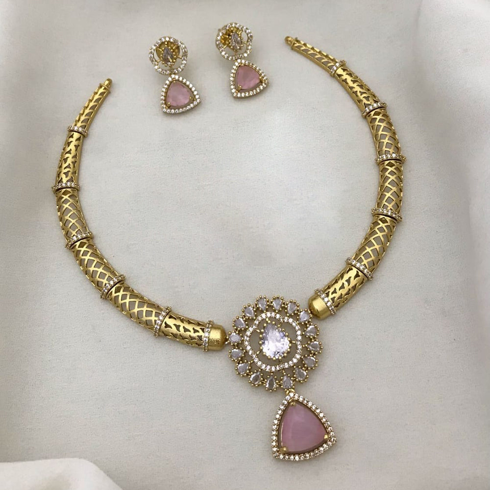 Manisha Jewellery Gold Plated American Diamond Necklace Set