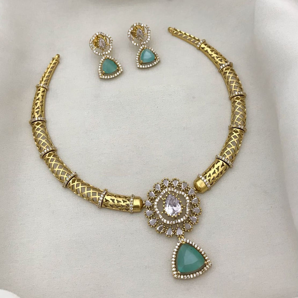 Manisha Jewellery Gold Plated American Diamond Necklace Set