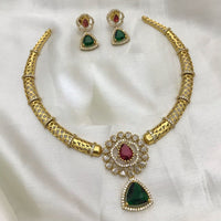 Manisha Jewellery Gold Plated American Diamond Necklace Set