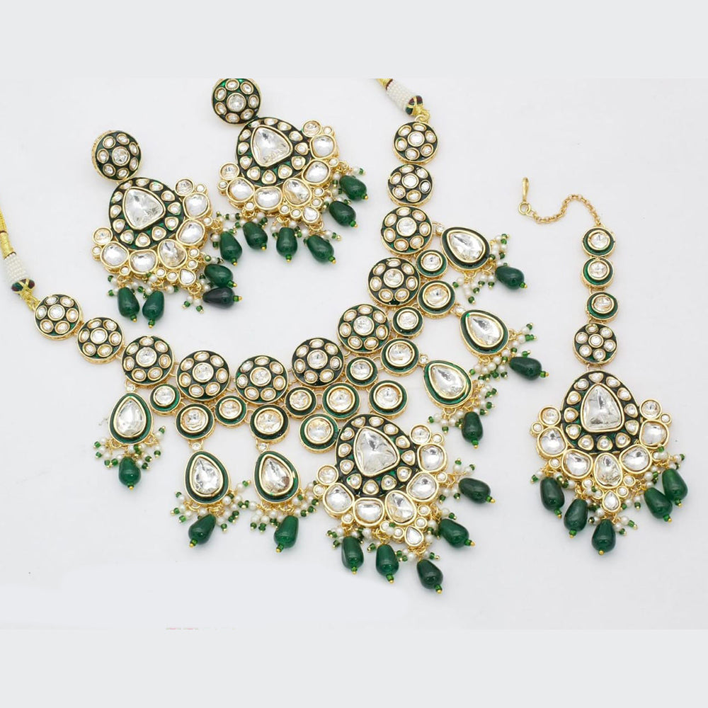 Manisha Jewellery Gold Plated Kundan Beads And Pearl Necklace Set