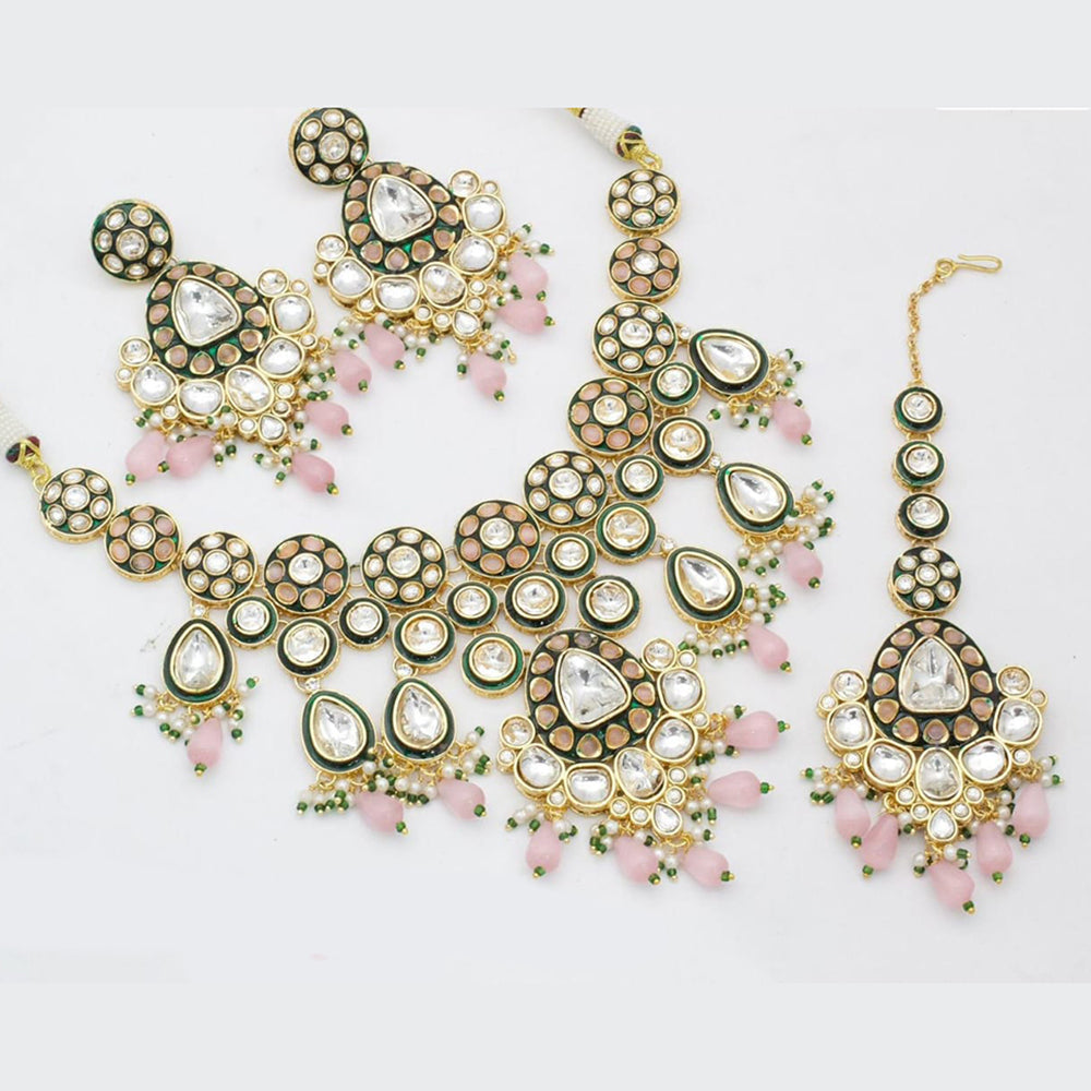 Manisha Jewellery Gold Plated Kundan Beads And Pearl Necklace Set