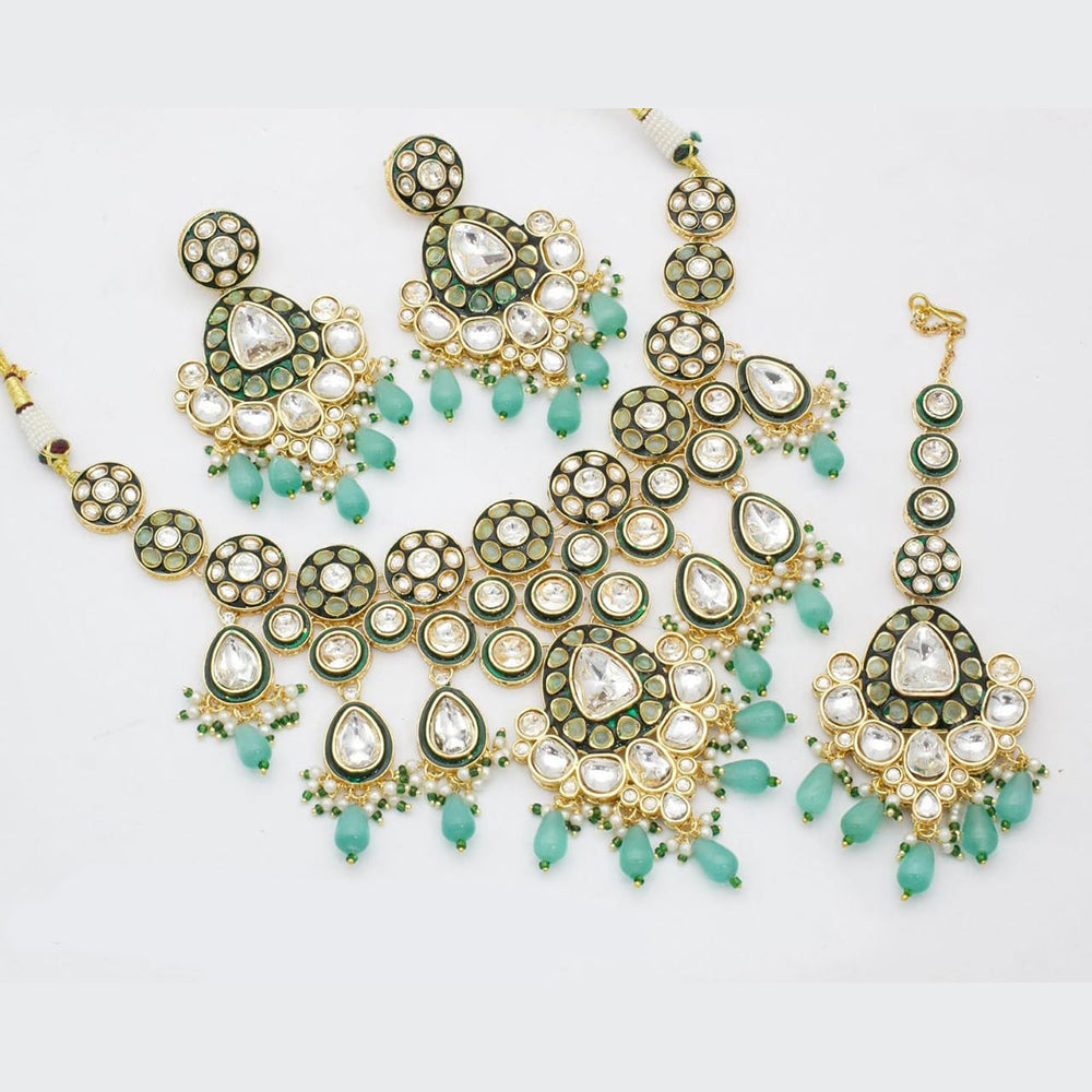 Manisha Jewellery Gold Plated Kundan Beads And Pearl Necklace Set