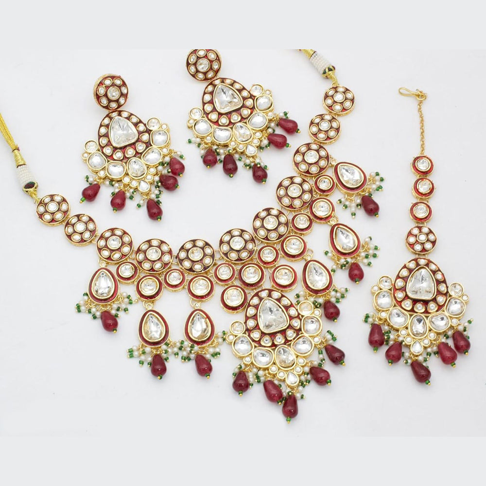 Manisha Jewellery Gold Plated Kundan Beads And Pearl Necklace Set