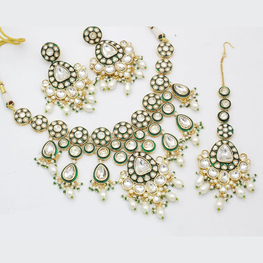Manisha Jewellery Gold Plated Kundan Beads And Pearl Necklace Set