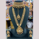 Manisha Jewellery Gold Plated Pota Stone And Pearl Double Necklace Set