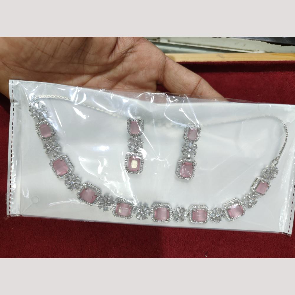 Manisha Jewellery Silver Plated American Diamond Necklace Set