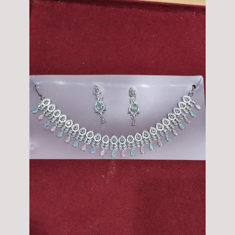 Manisha Jewellery Silver Plated American Diamond Necklace Set