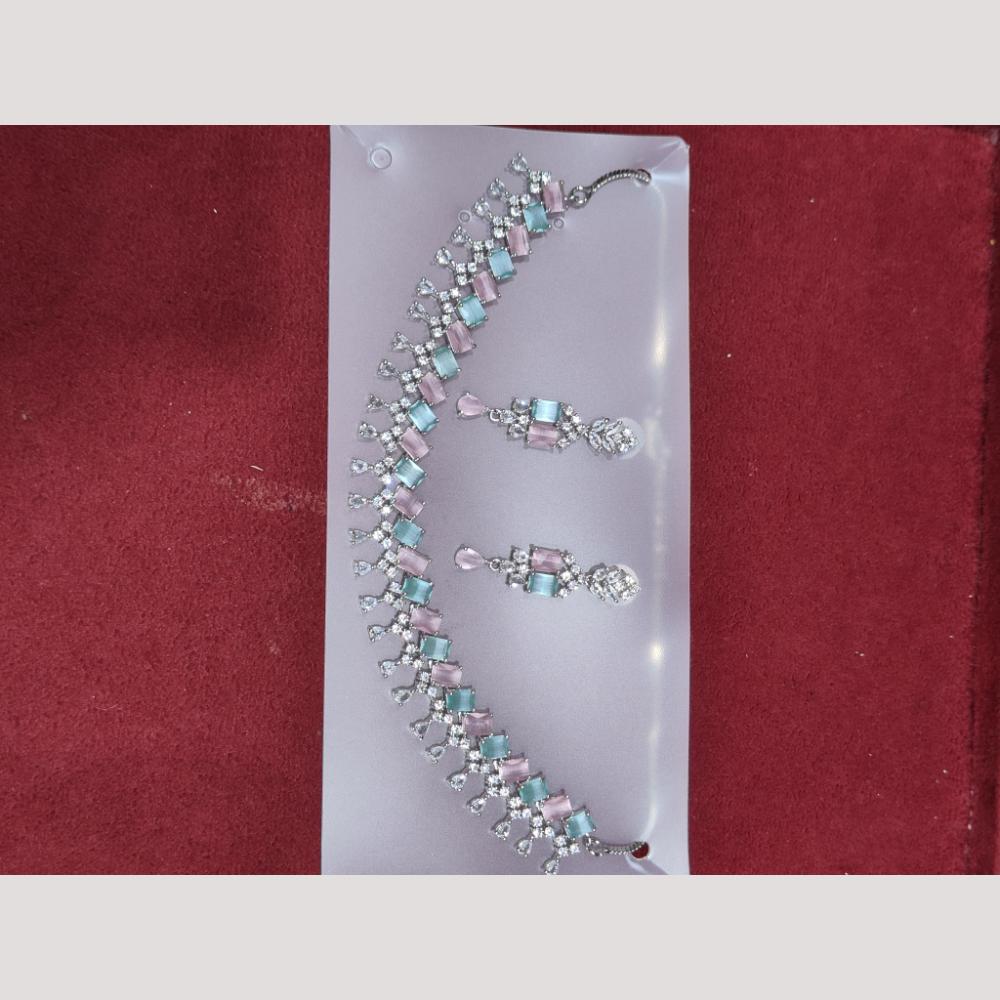 Manisha Jewellery Silver Plated American Diamond Necklace Set