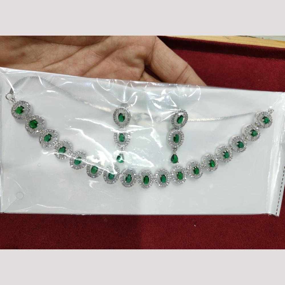 Manisha Jewellery Silver Plated American Diamond Necklace Set