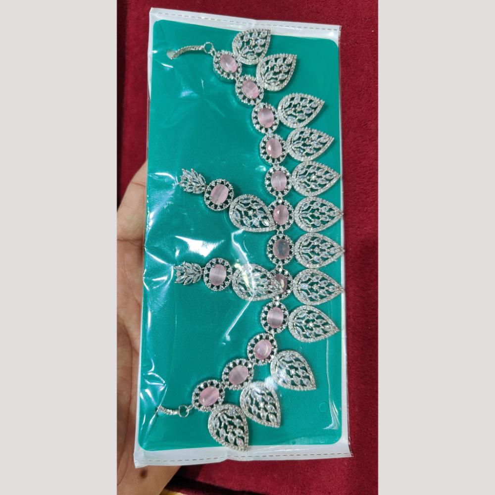Manisha Jewellery Silver Plated American Diamond Necklace Set