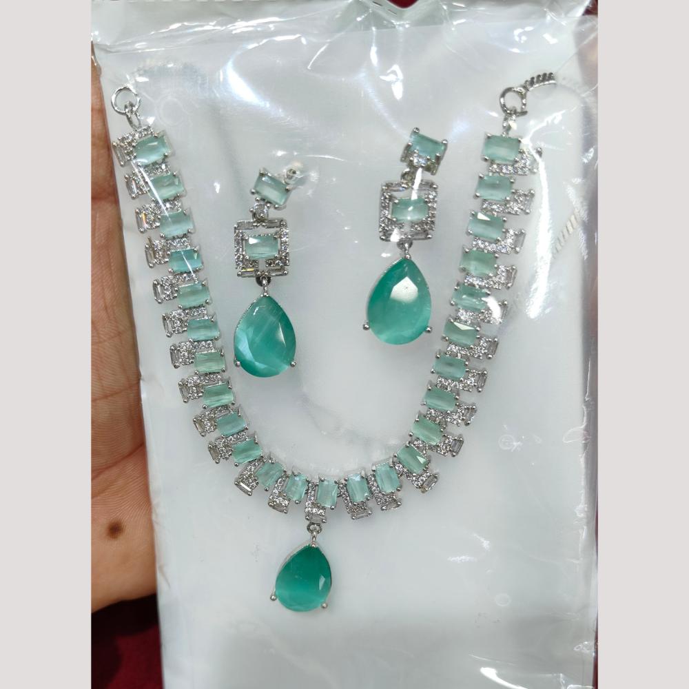 Manisha Jewellery Silver Plated American Diamond Necklace Set