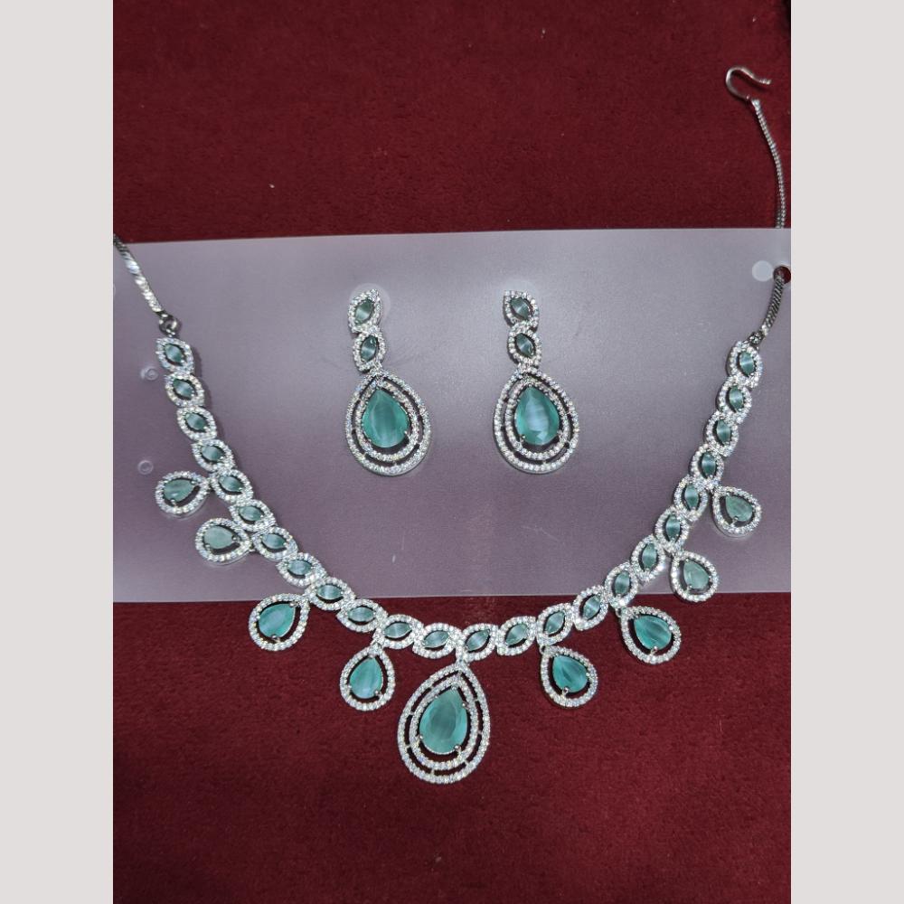 Manisha Jewellery Silver Plated American Diamond Necklace Set