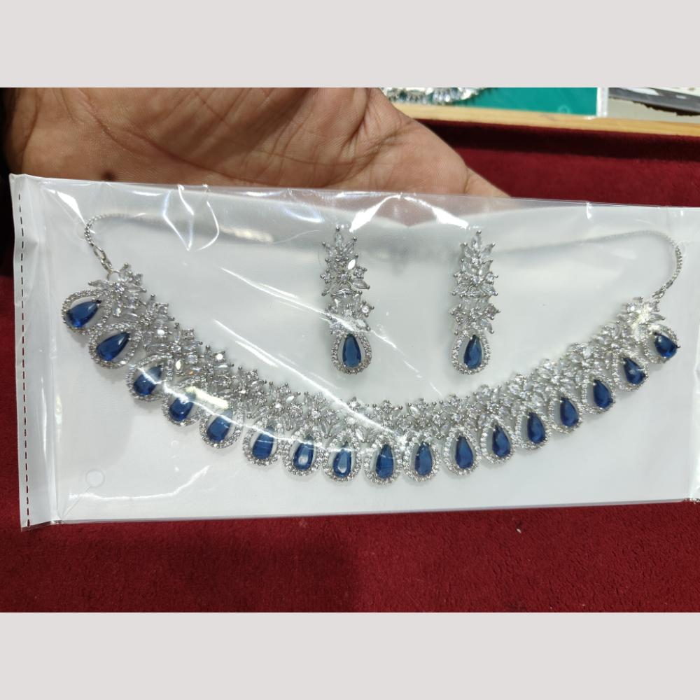 Manisha Jewellery Silver Plated American Diamond Necklace Set