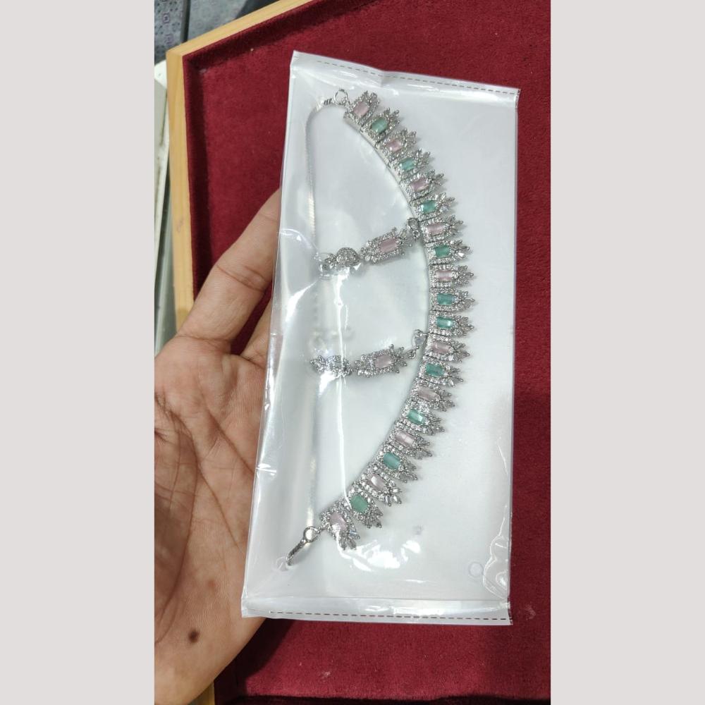 Manisha Jewellery Silver Plated American Diamond Necklace Set