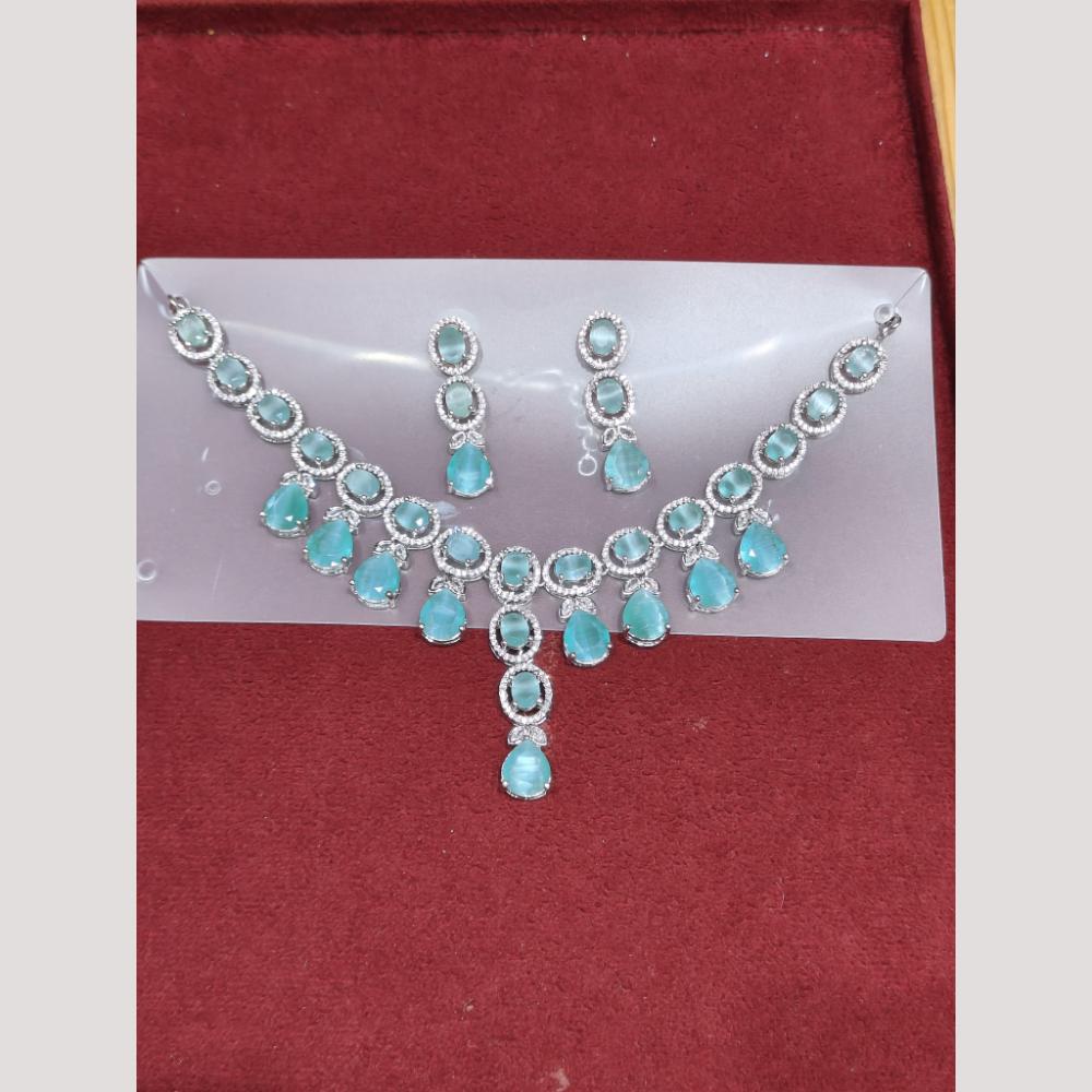 Manisha Jewellery Silver Plated American Diamond Necklace Set