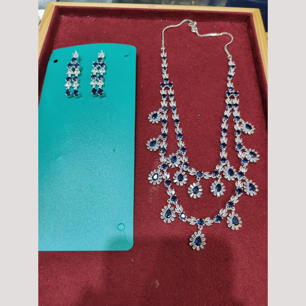 Manisha Jewellery Silver Plated American Diamond Necklace Set
