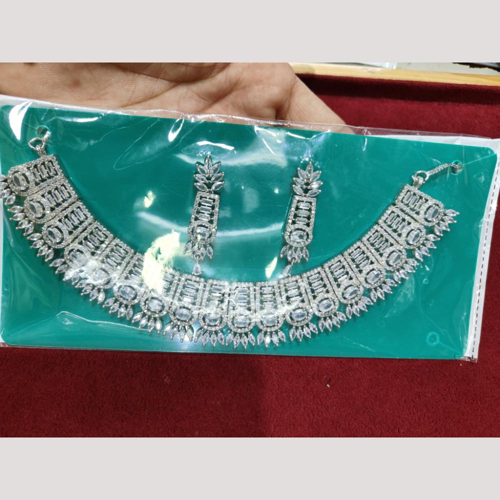 Manisha Jewellery Silver Plated American Diamond Necklace Set