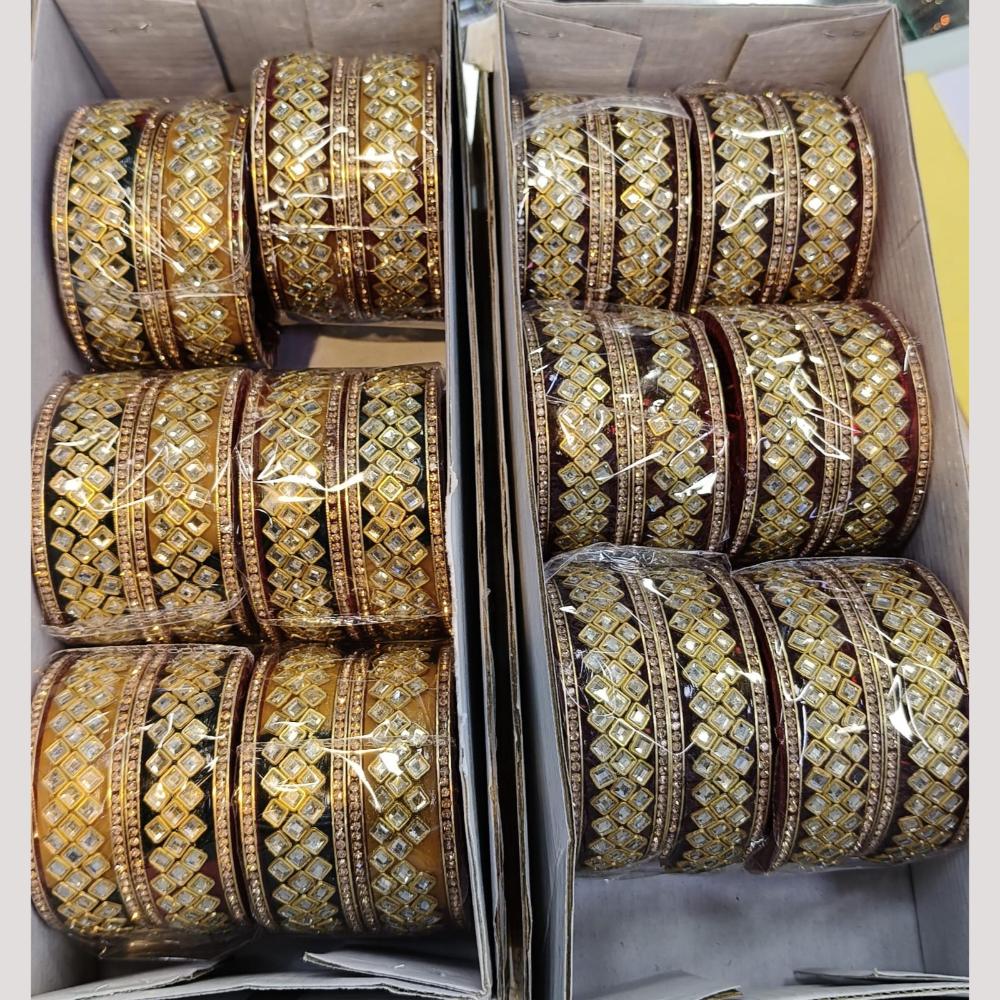 Manisha Jewellery Gold Plated Austrian Stone Acrylic Bangles Set