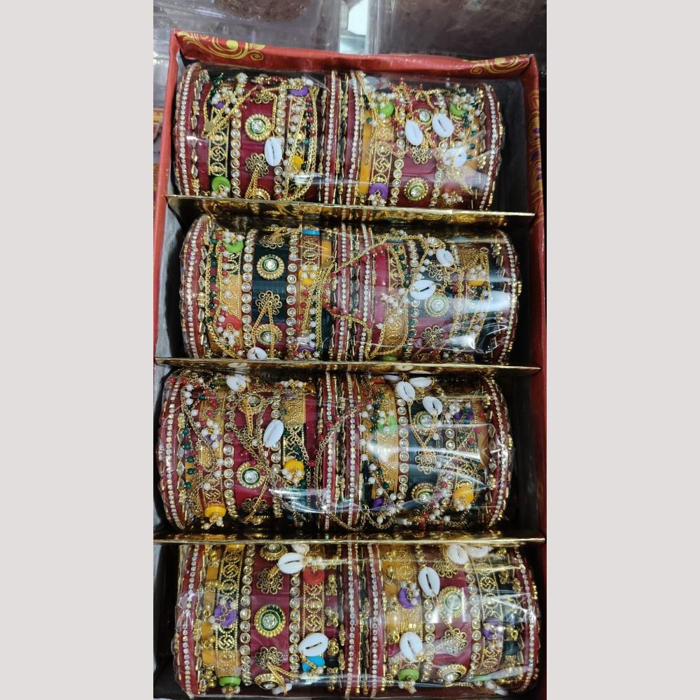 Manisha Jewellery Gold Plated Austrian Stone Acrylic Bangles Set