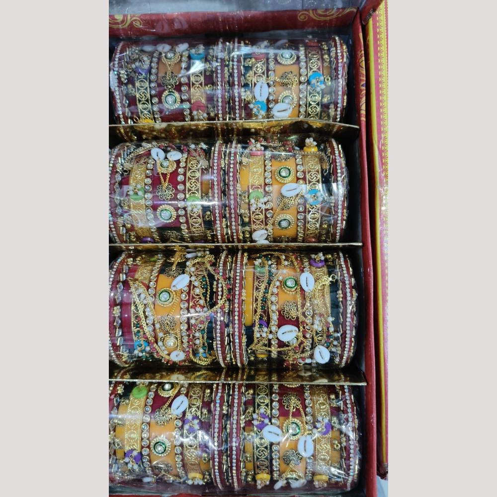 Manisha Jewellery Gold Plated Austrian Stone Acrylic Bangles Set