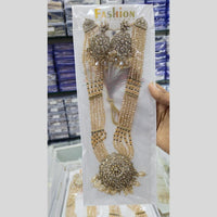 Manisha Jewellery Gold Plated Crystal Stone And Beads Long Necklace Set