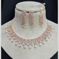Manisha Jewellery Rose Gold Plated American Diamond Necklace Set