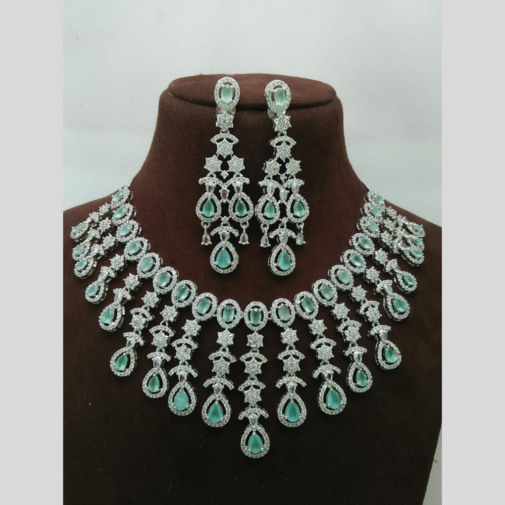 Manisha Jewellery Silver Plated American Diamond Necklace Set