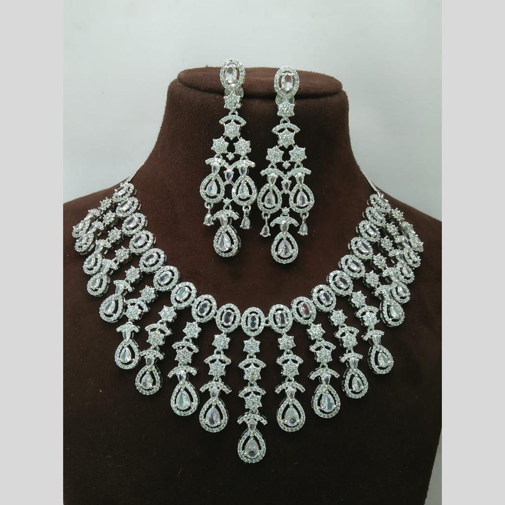 Manisha Jewellery Silver Plated American Diamond Necklace Set