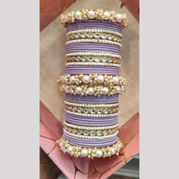Manisha Jewellery Gold Plated Kundan Stone And Pearl Bangles Set