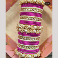 Manisha Jewellery Gold Plated Kundan Stone And Pearl Bangles Set