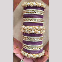 Manisha Jewellery Gold Plated Kundan Stone And Pearl Bangles Set
