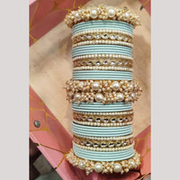 Manisha Jewellery Gold Plated Kundan Stone And Pearl Bangles Set
